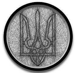 Картина нитками ArtLover Герб України Тризуб з рамкою string art 50 см