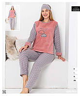 Женская махровая пижама с вставками из флиса