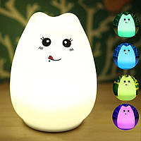 Ночник светильник детский Котик Эврика colorful silicone animal light hm