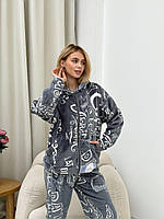 Женская теплая плюшевая пижама с капюшоном домашний костюм