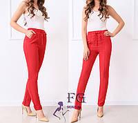 Стильные женские брюки с высокой посадкой "Indigo" оптом | Распродажа модели 44, Красный