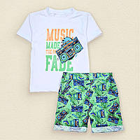 Комплект шорты футболка для мальчика Dexters music 98 см белый зеленый (131671168879) IB, код: 8335762