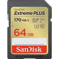 Карта памяти SanDisk SDXC Extreme Plus 64GB UHS-I U3 V30 Class 10 (SDSDXW2-064G-GNCIN)