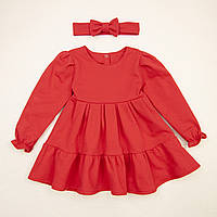 Платье с повязкой для девочки Dexters red holiday 110 см красный (131783769312) BS, код: 8330319