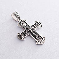 Серебряный крест Распятие Христово. Молитва к Спасителю 132485 Оникс MN, код: 6731376