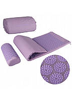 Набор коврик акупунктурный с валиком 130х50х2,5 см SportVida Пурпурный (2000001629277)