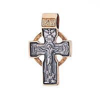 Серебряный крестик с позолотой Кельтский 131795 Оникс EV, код: 6731159