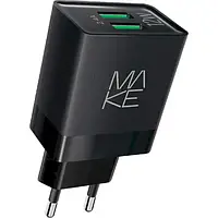 Адаптер питания для телефона Make MCW-221BK Black 2.4A 2xUSB Auto-ID