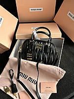 MiuMiu Arcadie Matelassé Nappa Leather Bag Black KI99096