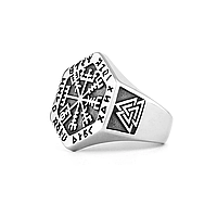 Перстень-символ для чоловіків у скандинавському стилі «Вегвизир - Рунічний Компас» [L-937] Viking