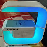 Cмарт-лампа-нічник настільна G-Smart v3 Bluetooth-колонка, бездротова зарядка, будильник Біла, фото 4