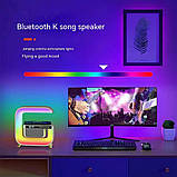 Cмарт-лампа-нічник настільна G-Smart v3 Bluetooth-колонка, бездротова зарядка, будильник Біла, фото 6