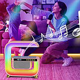 Cмарт-лампа-нічник настільна G-Smart v3 Bluetooth-колонка, бездротова зарядка, будильник Біла, фото 7