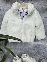 Детская стильная куртка кофта демисезонная на подкладке Teddy белая для девочки