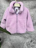Детская стильная куртка кофта демисезонная на подкладке Teddy лиловая для девочки