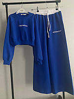 Дитячий модний спортивний костюм для дівчинки підлітка з брюками реглан та штани широкі електрик