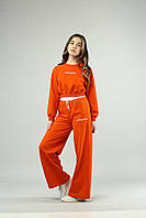 Детский красивый оранжевый костюм для девочек подростковый реглан и штаны широкие оранжевый 164