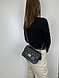 Шкіряна сумка прошита ромбами з ланцюжком Lanvera С04-КТ-4271 Чорна, фото 4