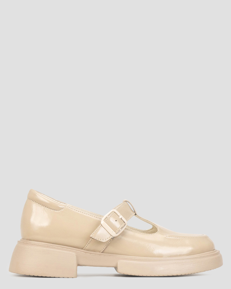 Туфлі з ремінцями жіночі бежеві натуральна шкіра лакована Україна VM Villomi — розмір 40 (25,5 см), фото 1