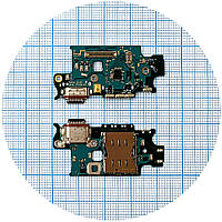 Шлейф Samsung Galaxy S23+ Plus с разъемами зарядки и Sim-карты с микрофоном - нижняя плата оригинал 100%