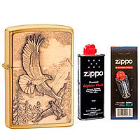 Комплект Zippo Зажигалка 20854 + Бензин + Кремни в подарок