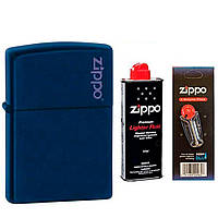 Комплект Zippo Зажигалка 239ZL CLASSIC navy matte with zippo + Бензин + Кремни в подарок