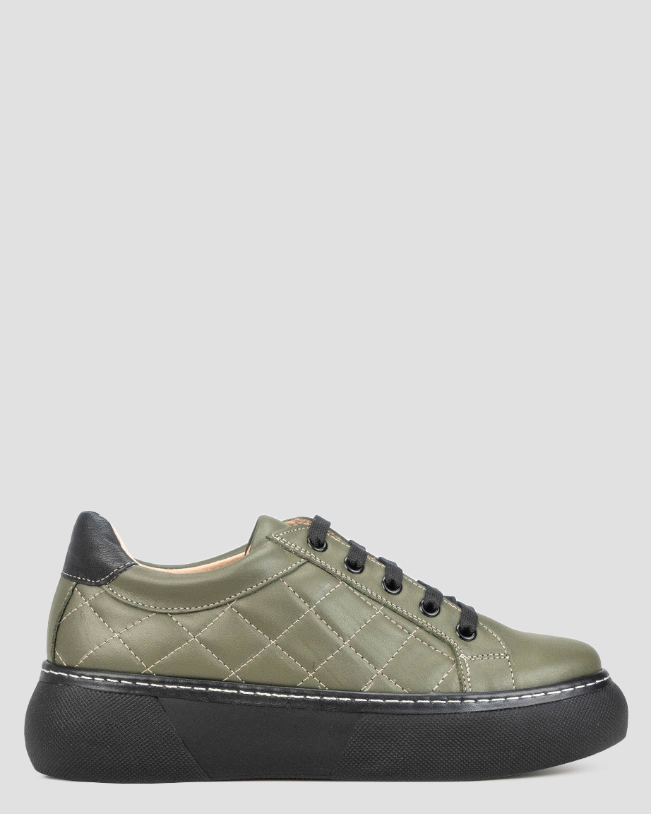 Кеди низькі жіночі оливкові натуральна шкіра Туреччина Alvito — розмір 37 (23 см) (модель: ALV1720-527Kolive), фото 1