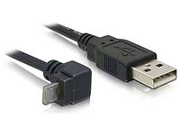 Кабель пристроїв Delock USB2.0 A-microA M M 1.0m 90°вниз D3.5mm чорний (70.08.2387) KS, код: 7454319