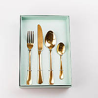 Набор столовых приборов на 6 персон: вилки, ложки, ножи Столовый комплект в золотистом цвете 24 предмета