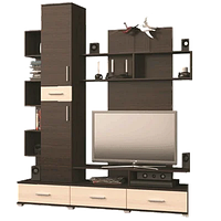 Стенка для гостиной Эверест Бриз + Шкаф ШП-2 венге + дуб молочный (EVR-2248) TS, код: 6653263
