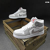 Кроссовки, кеды отличное качество Nike Air Jordan 1 MID білі з сірим срібляста кома 36 Размер 41