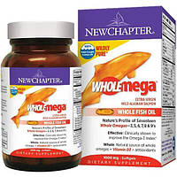 Жир лосося New Chapter Wholemega Extra Virgin Wild Alaskan Salmon Whole Fish Oil 1000 mg 180 TS, код: 7518170