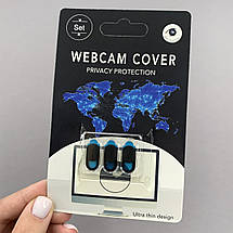 Шторка для веб-камери ноутбука шторка наклей для камери ноута фронтальної камери телефону 3 шт чорна, фото 4