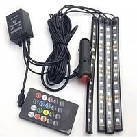 Підсвітка в авто з пультом та світломузикою LED RGB Automobile Atmosphere Lamp 8097 S