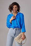 Жіноча сорочка з укороченим рукавом — блакитний колір, M (є розміри)