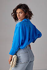 Жіноча сорочка з укороченим рукавом — блакитний колір, L (є розміри), фото 2