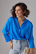 Жіноча сорочка з укороченим рукавом — блакитний колір, L (є розміри), фото 3