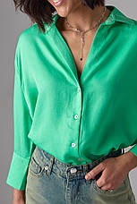 Жіноча сорочка з укороченим рукавом — салатовий колір, M (є розміри), фото 2