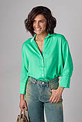Жіноча сорочка з укороченим рукавом — салатовий колір, S (є розміри)
