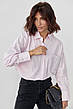 Жіноча сорочка з термостразами на кишенях — рожевий колір, M (є розміри), фото 3
