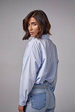 Подовжена сорочка жіноча на ґудзиках — блакитний колір, L (є розміри), фото 2