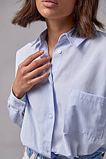 Подовжена сорочка жіноча на ґудзиках — блакитний колір, L (є розміри), фото 2