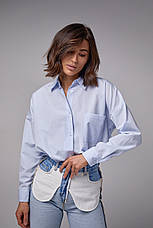 Подовжена сорочка жіноча на ґудзиках — блакитний колір, L (є розміри), фото 3