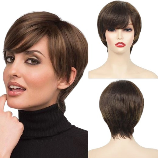 Перука коротка Dark Brown, термоволокно VC Brown 7249