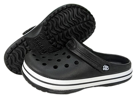 Крокси чорні сабо з великими дірками "Like Crocs" підліток.
