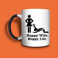 "Happy wife, happy life" чашка хамелеон для мами