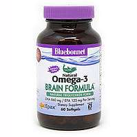 Омега-3 Формула для мозга Bluebonnet Nutrition Omega-3 Brain Formula 60 желатиновых капсул TS, код: 1846786