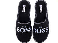 37 и 40 Тапочки закрытые черные PaGo "I`m Boss" подросток босс 40