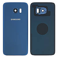 Задняя крышка Samsung S7 Edge G935F, синяя ORIGINAL со стеклом камеры