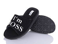 Мужские черные тапочки Босс открытый носок